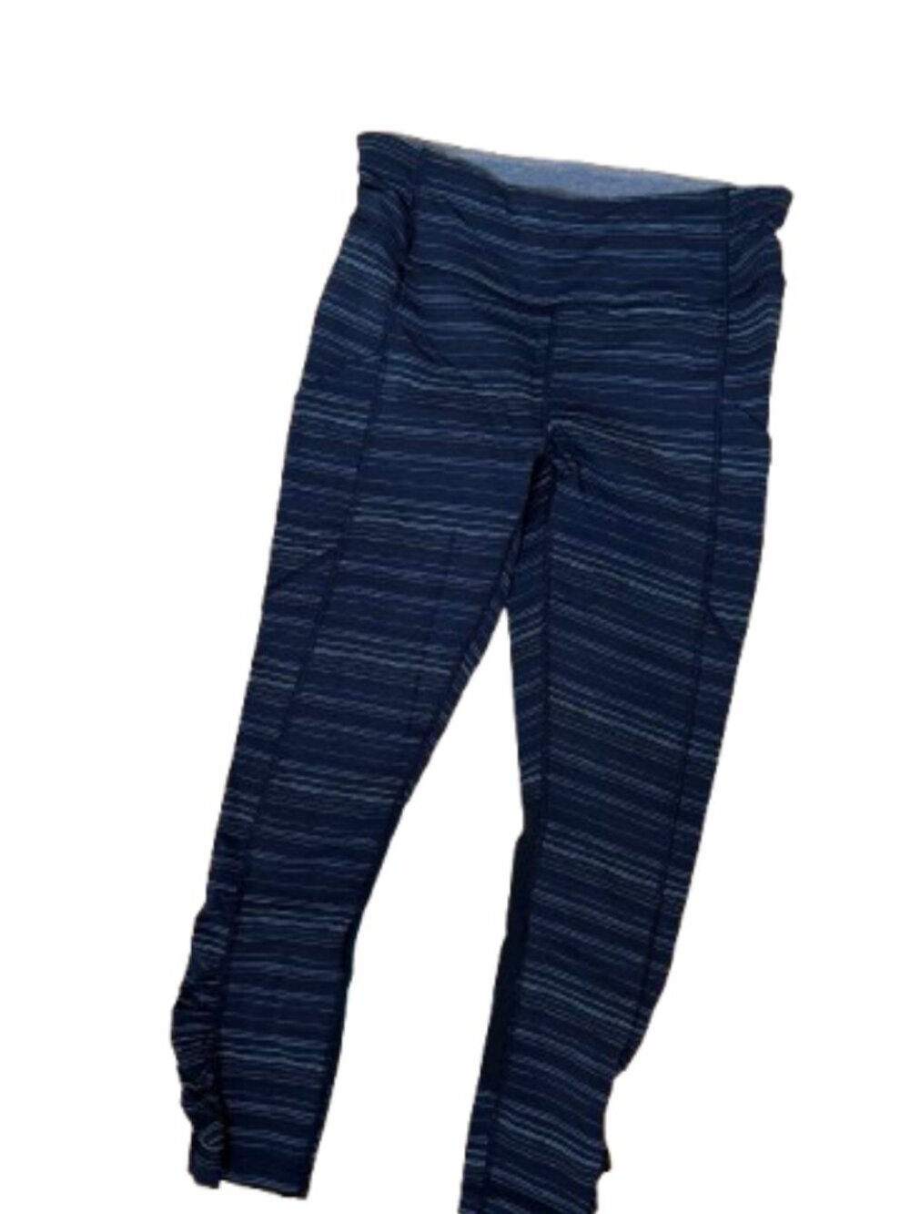 Lululemon Pace Rival Crop leggings in the Cyber Stripe Naval Blue Black Size 8